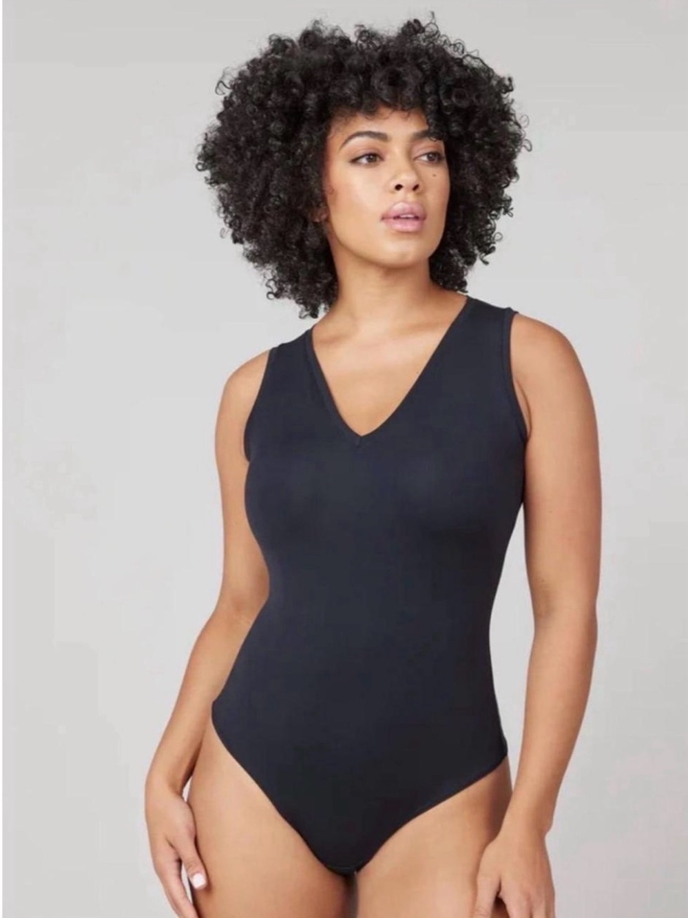 Spanx Suit Yourself V Neck Tank Bodysuit Black Thong Womens 2X